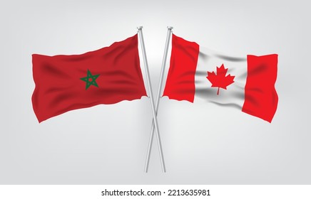 Morocco vs Canada, World Football 2022, World Football Competition championship match country flags. vector illustration EPS.