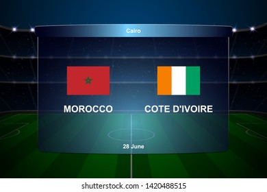 Morocco vs Cote d'Ivoire football scoreboard broadcast graphic soccer template
