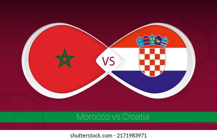 Morocco vs Croatia  in Football Competition, Group A. Versus icon on Football background. Vector illustration.