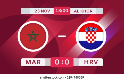 Morocco Vs Croatia Match Design Element Stock Vector (Royalty Free