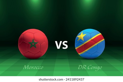 Morocco vs DR Congo football scoreboard broadcast template for soccer africa tournament 2023