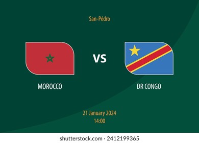 Morocco vs DR Congo football scoreboard broadcast template for soccer africa tournament 2023