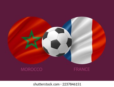 Morocco vs France football match concept. 3d vector illustration 