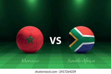 Morocco vs South Africa football scoreboard broadcast template for soccer africa tournament 2023