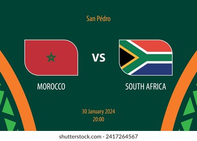 Morocco vs South Africa football scoreboard broadcast template for soccer africa tournament 2023