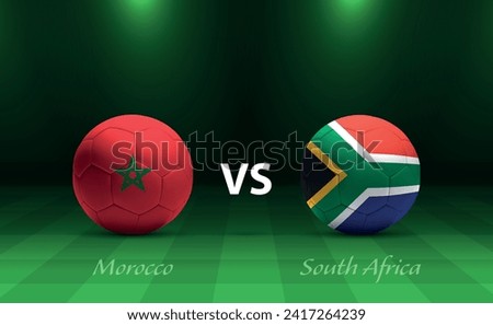 Morocco vs South Africa football scoreboard broadcast template for soccer africa tournament 2023 Foto stock © 