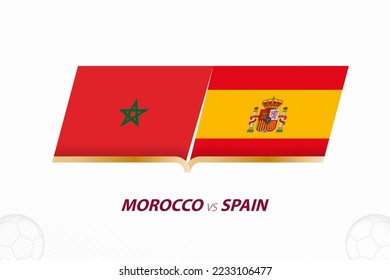 Morocco vs Spain in Football Competition, Round of 16. Versus icon on Football background. Sport vector icon.