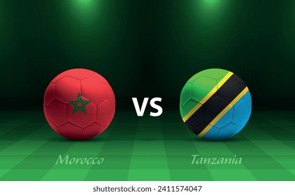 Morocco vs Tanzania football scoreboard broadcast template for soccer africa tournament 2023