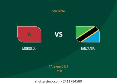 Morocco vs Tanzania football scoreboard broadcast template for soccer africa tournament 2023