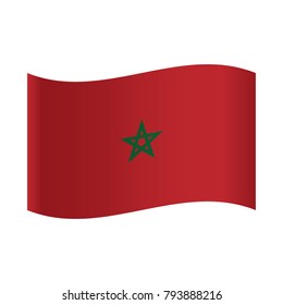 Morocco waving flag, National flag of Morocco: green star in center of red field.