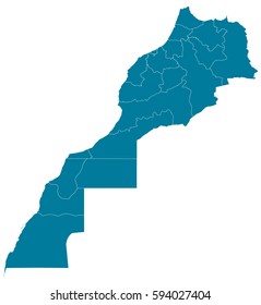 morocco Western Sahara blue map vector