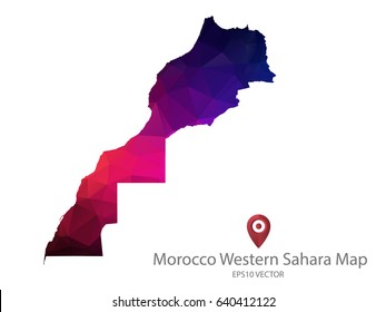 morocco Western Sahara map polygon colorful vector illustrator eps10