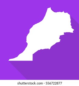 Morocco white map,border flat simple style with long shadow on purple background