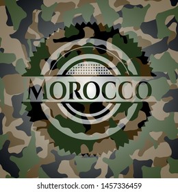 Morocco written on a camo texture. Vector Illustration. Detailed.
