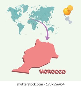 Morocco's place in the world. 3D map