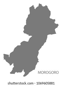 Morogoro map of Tanzania grey illustration shape