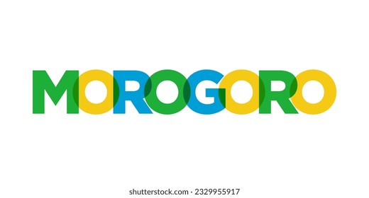Morogoro in the Tanzania emblem for print and web. Design features geometric style, vector illustration with bold typography in modern font. Graphic slogan lettering isolated on white background.