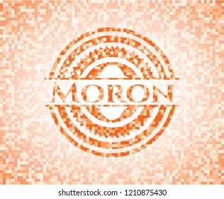 Moron abstract orange mosaic emblem