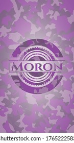 Moron pink camo emblem. Vector Illustration. Detailed. 