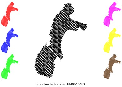 Moroni City (Union of the Comoros, Grande Comore island) map vector illustration, scribble sketch City of Moroni map