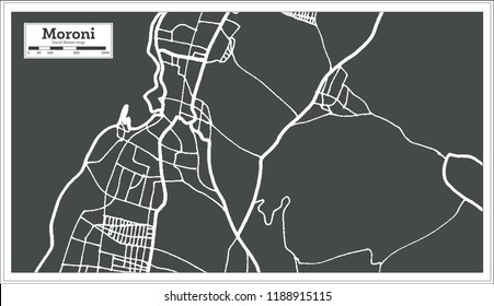 Moroni Comoros City Map in Retro Style. Outline Map. Vector Illustration.