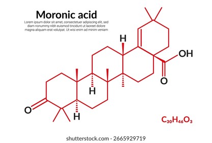 Moronic acid, molecular structure formula, suitable for education or chemistry science content. Vector illustration