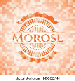 Morose abstract orange mosaic emblem