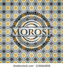 Morose arabic badge background. Arabesque decoration.