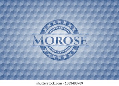 Morose blue badge with geometric pattern. Vector Illustration. Detailed.