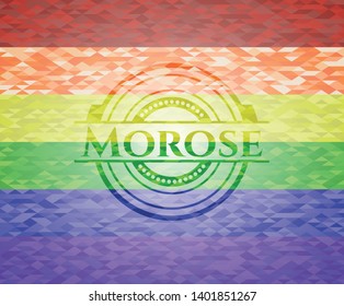 Morose emblem on mosaic background with the colors of the LGBT flag