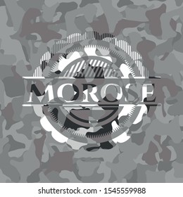 Morose grey camouflage emblem. Vector Illustration.