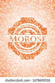 Morose orange mosaic emblem with background