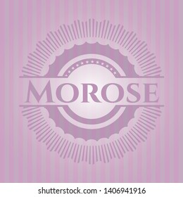 Morose realistic pink emblem. Vector Illustration. Detailed.