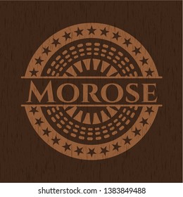 Morose retro style wooden emblem. Vector Illustration.