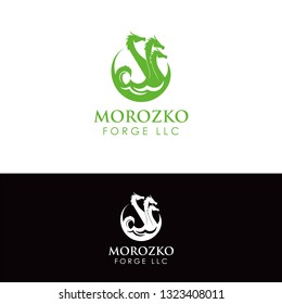 Morozko Forge logo with Hydra Dragon concept and colour is green with invert colour