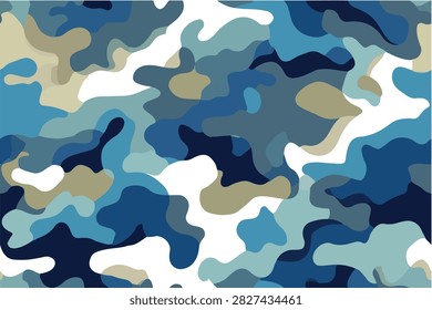 Morpat digicam seamless pixel winter white and blue army camo pattern. Acupat mosaic camouflage with squares texture. Vector background