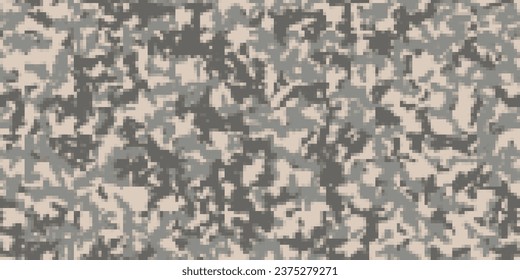 Morpat seamless pixel desert army camo pattern. Digital mosaic camouflage with squares texture. Vector background