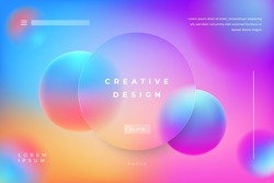 Morph Background Gradient Colorful With Circle Shape Glass Effect Frame Title Text. Poster, Banner, Presentation, Wallpaper Mobile And Desktop.