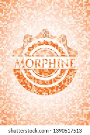 Morphine orange tile background illustration. Square geometric mosaic seamless pattern with emblem inside.