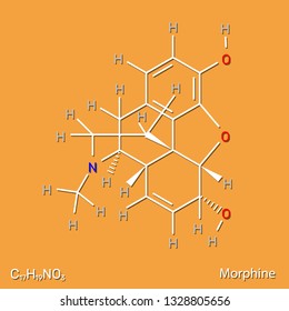 Morphine pain drug structural formula. Vector illustration.