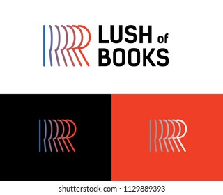 Morphing lines logo concept. Thing gradient lines forming letter R.