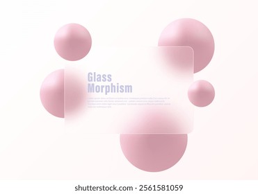 Morphism glass style background, light gradient background with baffle and spheres.