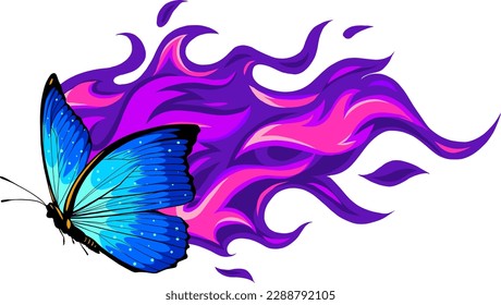 mariposa morfo sobre fondo blanco. Ilustración vectorial.