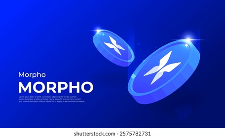 Morpho (MORPHO) coin banner. MORPHO coin cryptocurrency concept banner background.