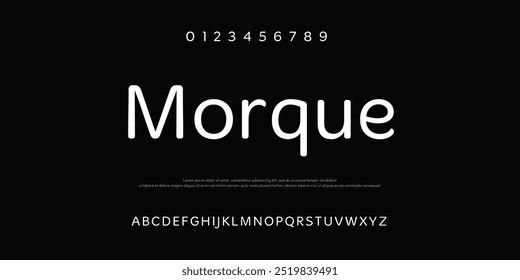 Morque Modern Bold Font with Ligature. Typography urban style alphabet fonts for fashion, sport, technology, digital, movie, logo design, vector illustration