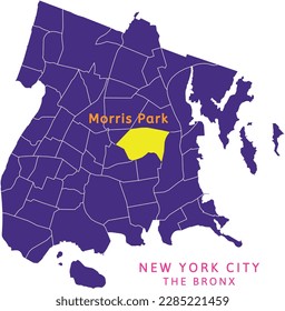 Morris Park neighborhood location on map of The Bronx, New York City