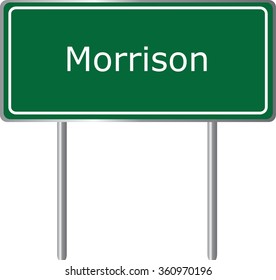 Morrison , Colorado, road sign green vector illustration, road table, USA city