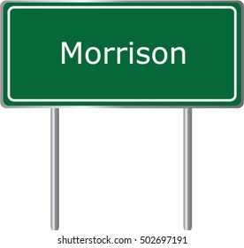 Morrison , Illinois , road sign green vector illustration, road table, USA city