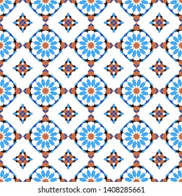 Morrocan mosaic, abstract geometric seamless pattern, Islamic art