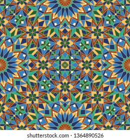 Morrocan seamless mosaic pattern. Arabic abstract background